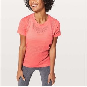 Lululemon Breeze By Short Sleeve in Light Coral